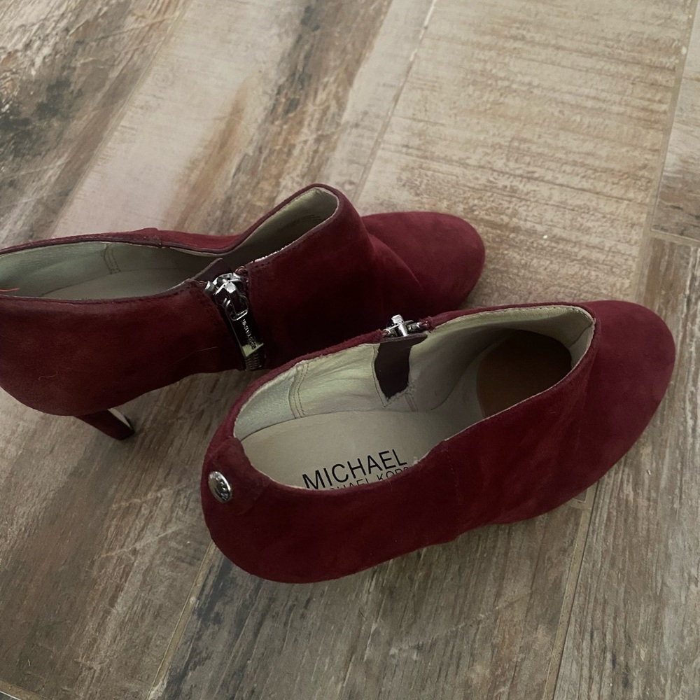 Michael Kors Deep Red Suede Ankle Boots